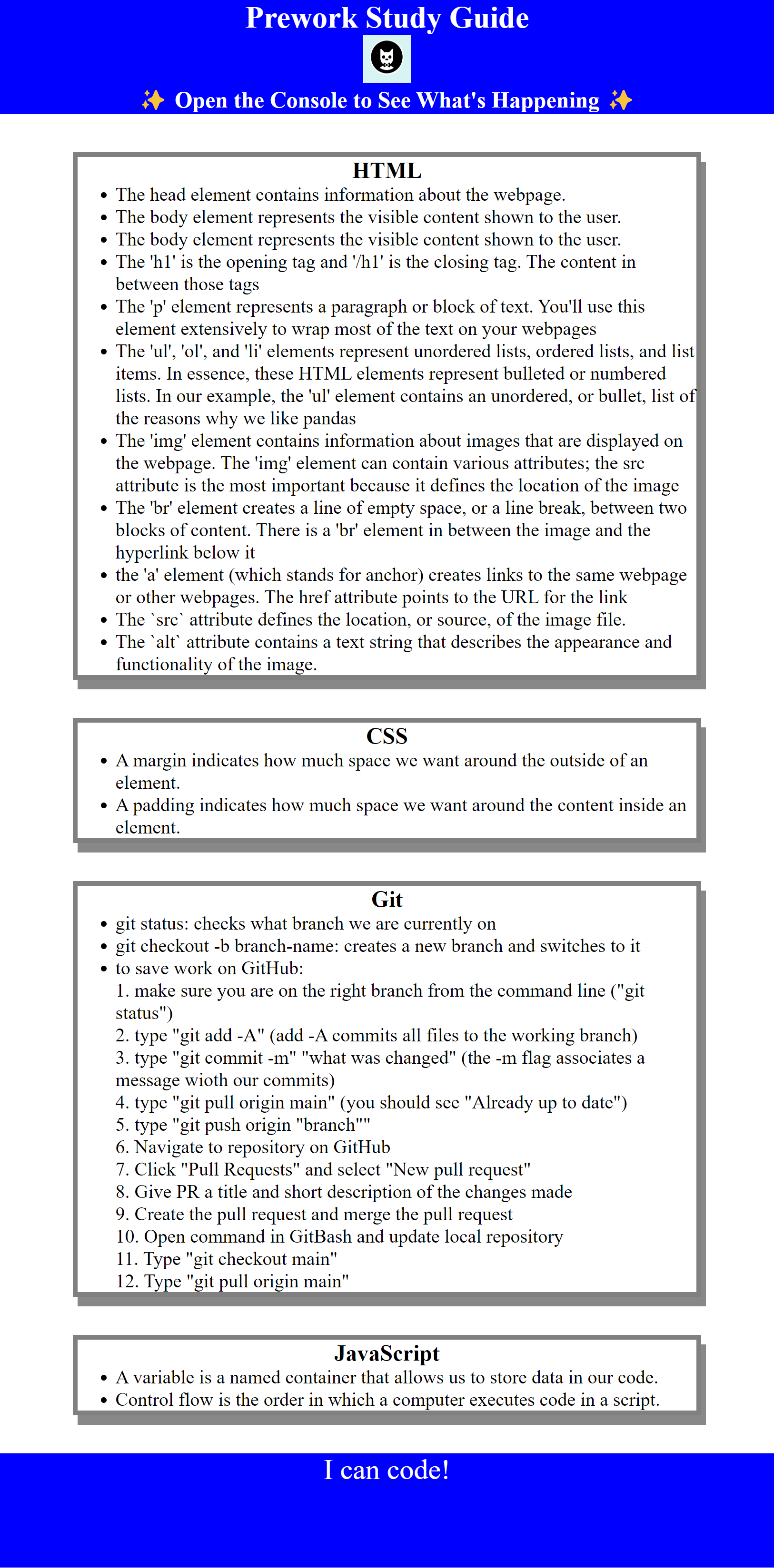 Screenshot of Prework-Study-Guide HTML/CSS